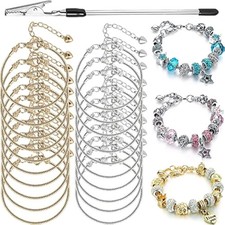 20 Pieces Snake Chain Charm Bracelet with Bracelet Helper Adjustable S