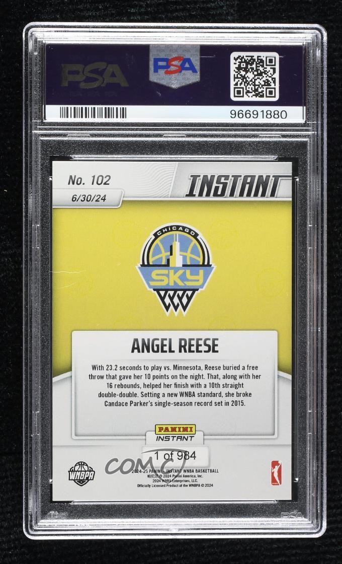 2024-25 Panini Instant WNBA /984 Angel Reese #102 PSA 10 GEM MT Rookie RC 1qv7 view 2