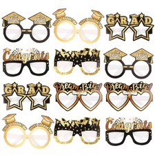 12Pcs Colorful Graduation Paper Glasses Reusable Photo Props Party Decor