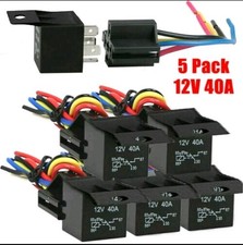 5 Pack 12V 30/40 Amp 4-Pin SPST Automotive Relay with Wires  Harness Socket Set