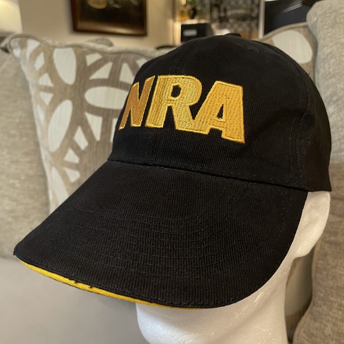NRA Hat Cap Strap Back Black Yellow Embroidered Mens American Flag Cotton OSFM - Picture 5 of 9
