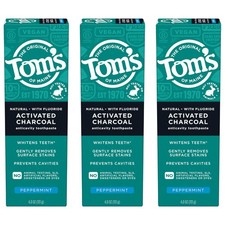 of Maine Natural Activated Charcoal Toothpaste Fluoride, Peppermint, 3 - pack