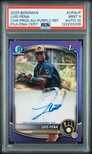 2025 LUIS PENA 1st Bowman AUTO Purple Ref /250 Chrome Prospect PSA 9 🔥 DNA 10