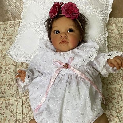 24'' Painted Reborn Baby Doll Dark Skin Toddler Girl Short Hair Cloth Body Gift