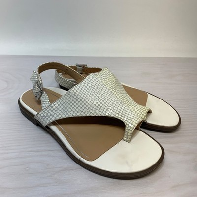 Vionic Ella White Lizard Leather Slingback Buckle Toe Wrap Sandal Women s Size 6