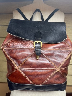 Old Trend Prism Brown Black Genuine Leather Backpack