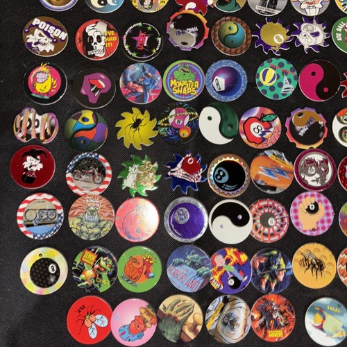 Huge Lot Of 217 Pogs Vintage Cardboard 8 Ball Poison Skeleton 90s Slammer - Picture 8 of 13