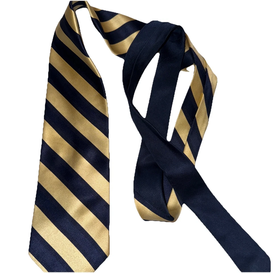 Tommy Hilfiger Vintage Seda Azul Y Dorado Rayas Foto 2 de 3