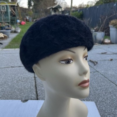 Vintage Kangol Design schwarz Furgora Angora Französisch Barett Hut