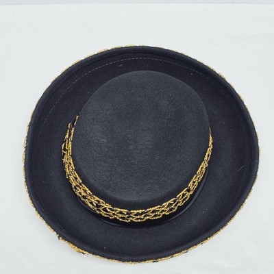Vintage Doeskin Bollman Bolero Hat Black Wool Felt Sequins  display picture 1