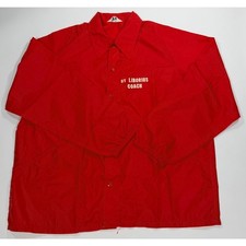 Vintage Swingster St Liborius Coach Jacket Mens XL Red Nylon Snap Windbreaker