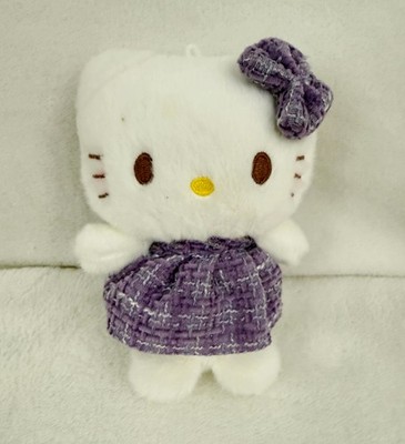 SANRIO Hello Kitty 5'' Cat Plush Pendant No Keychain Purple Dress & Bow