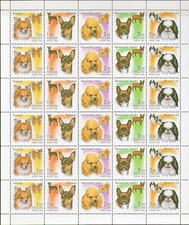 Russland 2000 Mi.Nr. 837-41 Hunderassen Bogen zu 30 Marken (6 Sätze) **/MNH