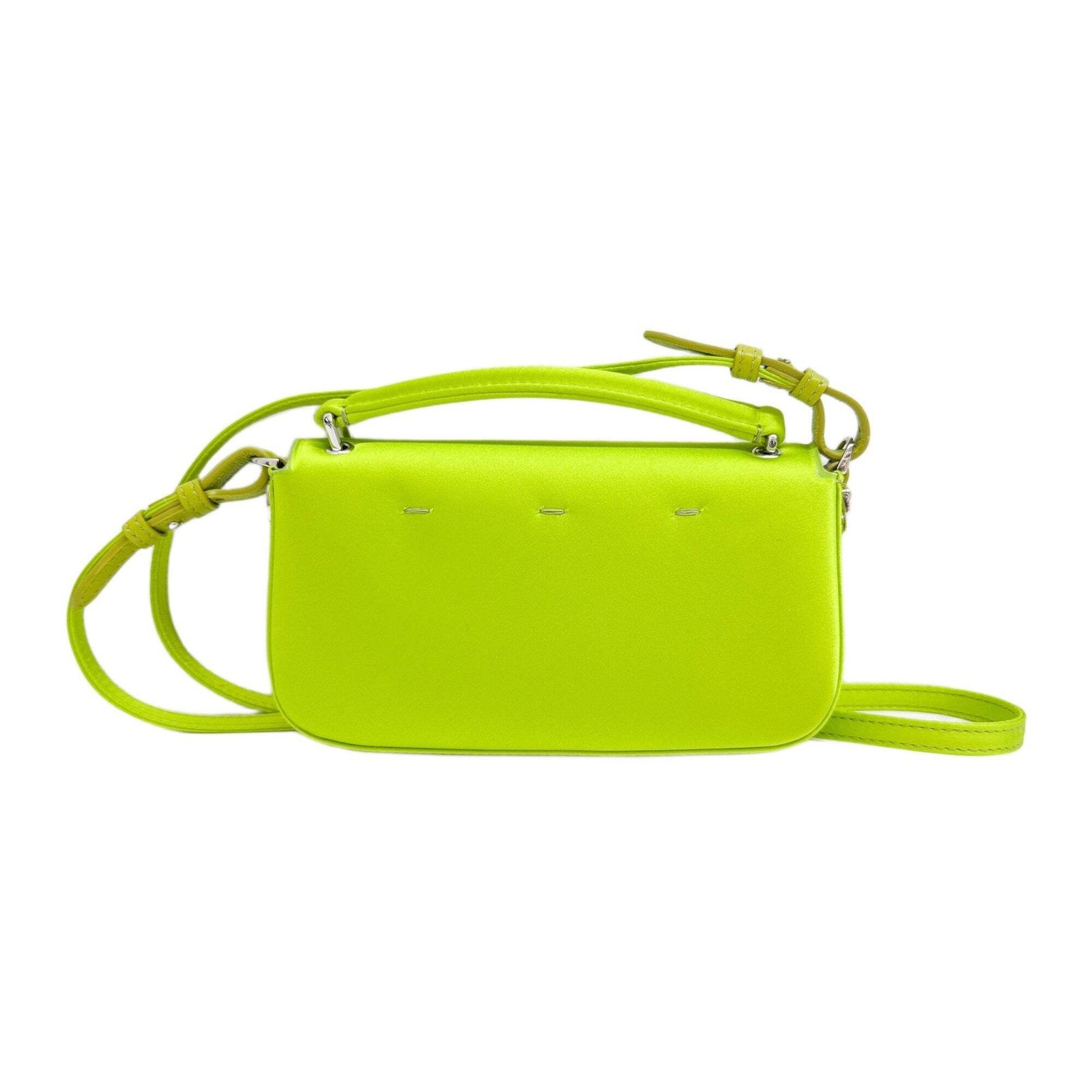 FENDI Mini Baguette Green Satin Two Way Bag thumbnail 2
