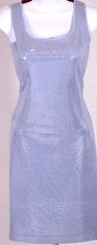 ST.JOHN Women's Blue Teal Silver Sequins Rainbow Studs Trim Top  Skirt Sz 6