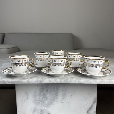 Set Of 6 Cups And Saucers Val St Lambert Thun MENUET Fine China Czech Gold 