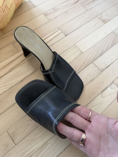 Women Heels Black Leather 36 #N322