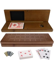Cribbage Board with Pegs - Cribbage Set of Playing Cards & 9 Metal Pegs - Fun...