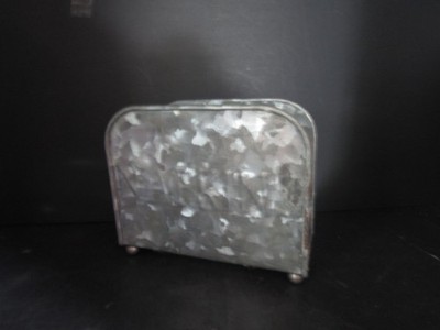 Fiddle and Fern Galvanized Napkin Holder Modern Farmhouse Rustic Kitchen Dining