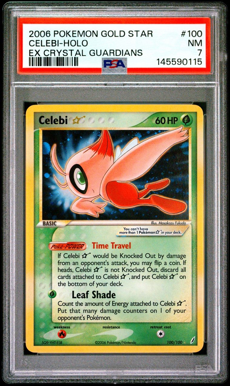 Celebi Gold Star Pokemon 2006 Holo EX Crystal Guardians English 100/100 PSA 7
