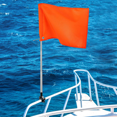 Orange Boat Flag with 53'' Adjustable Pole - 12  X 18  Water Ski Flag with Stable