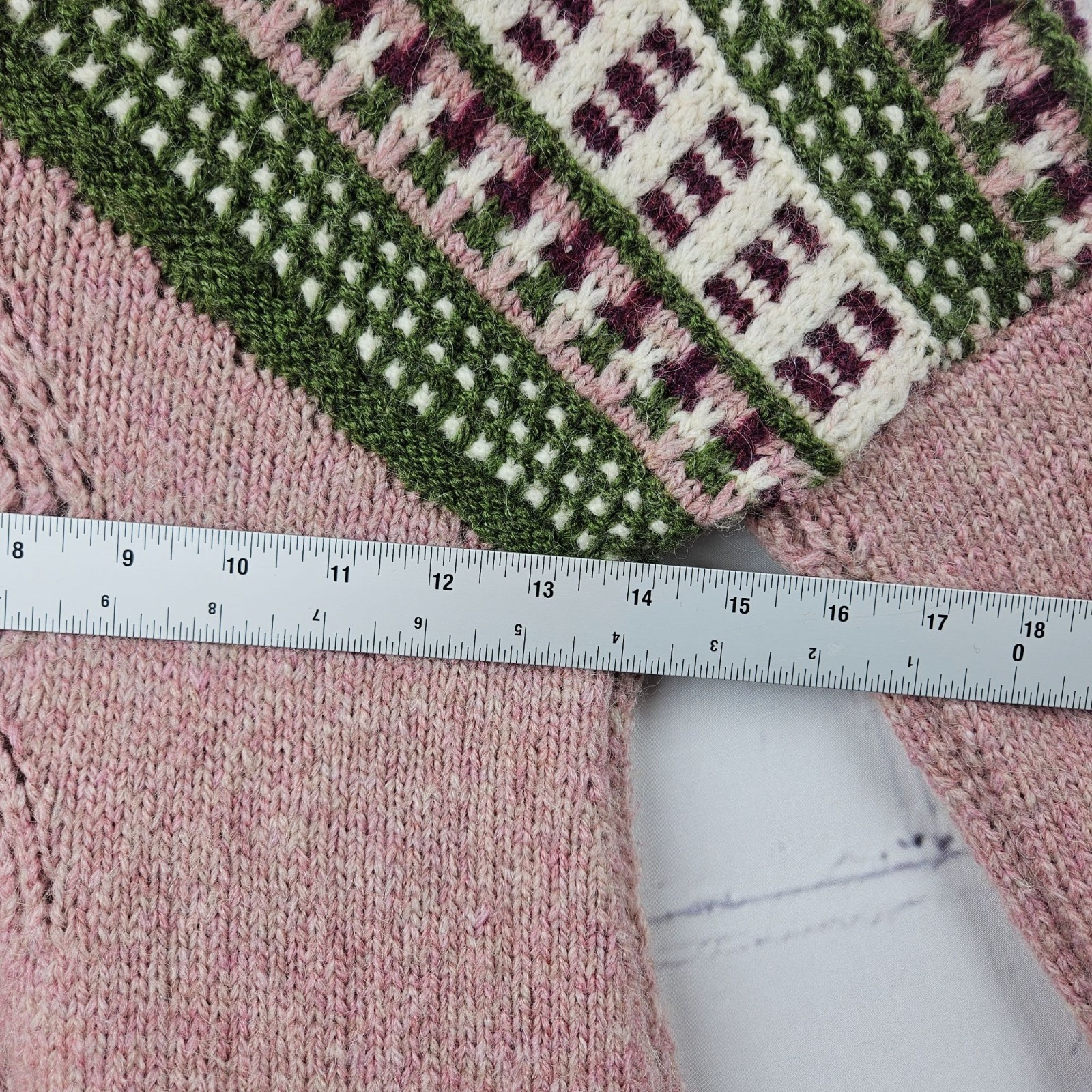 VINTAGE Knit Handmade Soft Pattern Norwegian Pink… - image 4