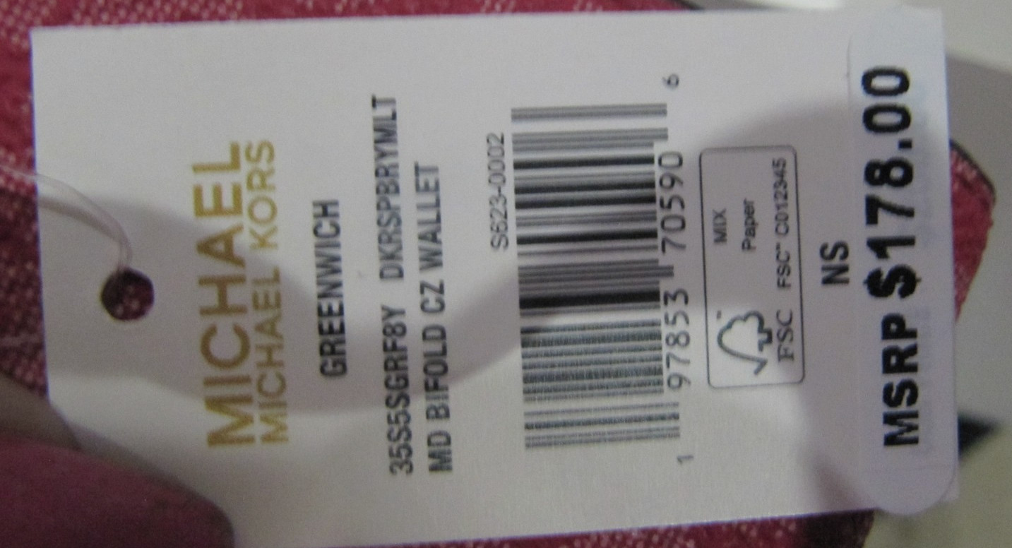 Michael Kors Greenwich Medium Signature Bifold Wallet Dark Raspberry NWT $178