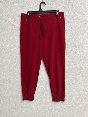 Elizabeth & Nicole Jogger Pants Womens XS Maroon Stretch Tapered Leg Drawstring