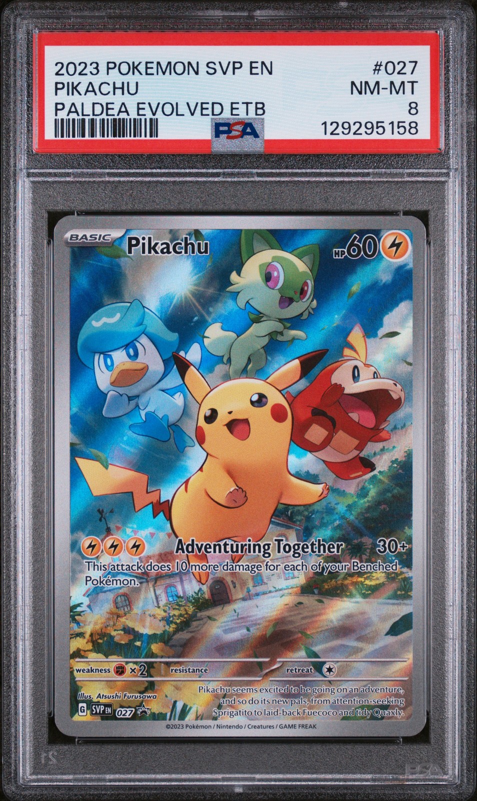 2023 POKEMON SVP EN-SV BLACK STAR PROMO #027 PIKACHU PSA 8