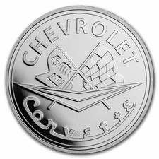 Corvette 1 oz Silver Classic Emblem Flags & Script 86.28 per troy oz