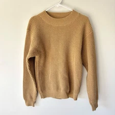 Long Wharf Supply Co Rye SeaWell Sweater Wool Blend Knit Brown Caramel Fisherman
