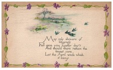 Vintage Postcard Easter Swallows Poem Violets Border New Haven Postmark