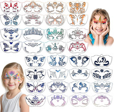 32 Pcs Reusable Face Body Paint Stencils Kit, Face Tattoo Painting Templates f