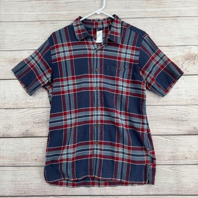 Patagonia A/C Button Down Shirt Mens M Blue Red Plaid Organic Cotton