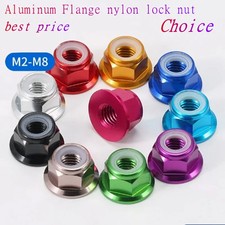 2-10PCS M2-M8 Colorful Aluminum Flange Nylon Lock Nuts RC Bike Fasteners