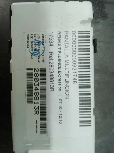 280348813R Pantalla Multifuncion para RENAULT FLUENCE Expression 2010 921748 - Imagen 2 de 6