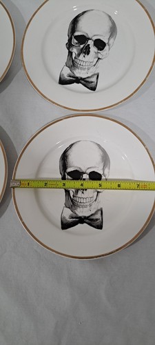 Set Of 6 Ciroa Porcelain Skull 8" Dessert Plates READ - Picture 2 of 6