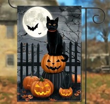 Black Cat Garden Flag halloween FREE Ship 12 In X 18 In