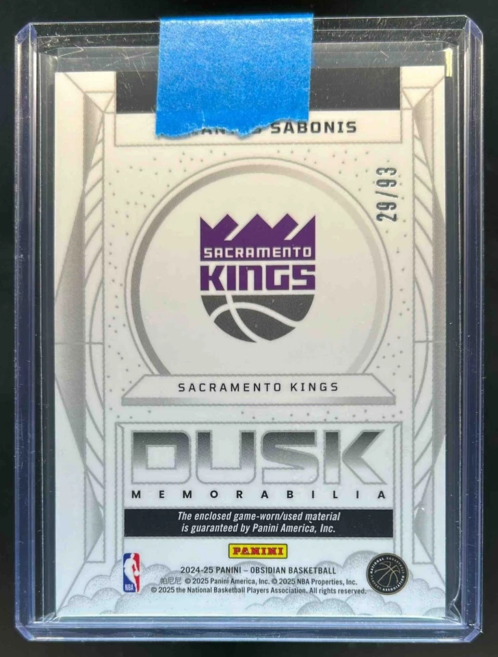 2024-25 Obsidian Domantas Sabonis Dusk Jersey #29/93 #DM-SAB Kings - Image 2 of 2