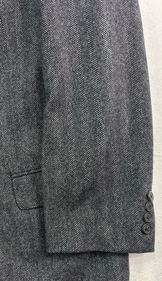 Ibiza 46R 100% Cachemira Blazer Chaqueta Traje Deportivo Abrigo Gris Carbón Espiga Foto 2 de 4