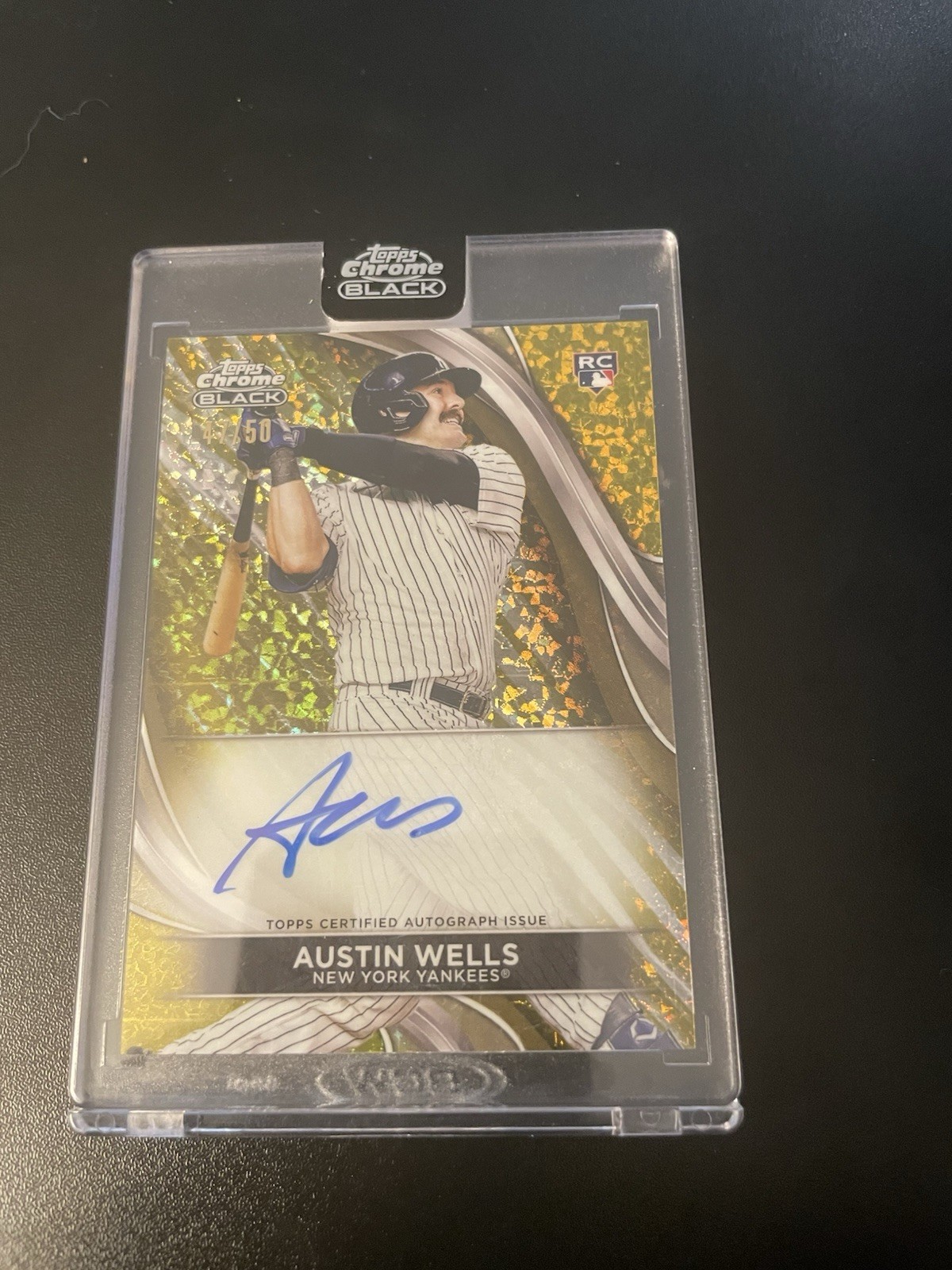2024 Topps Chrome Black - Autographs Austin Wells Sparkle Gold /50