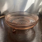 Anchor Hocking Three Footed Bowl Manhattan Ring Depression Glass Pink Candy Dish