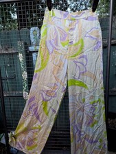 NEW ZARA FLORAL PRINTED PALAZZO PANTS TROUSERS SIZE S RARE 14" Flare A8