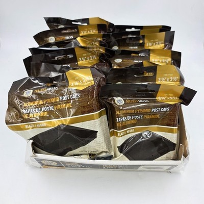 Lot of 15 NUVO IRON 3.5''X3.5''(NOMINAL 4X4) PYRAMID ALUMINIUM POST CAP BLACK NIB