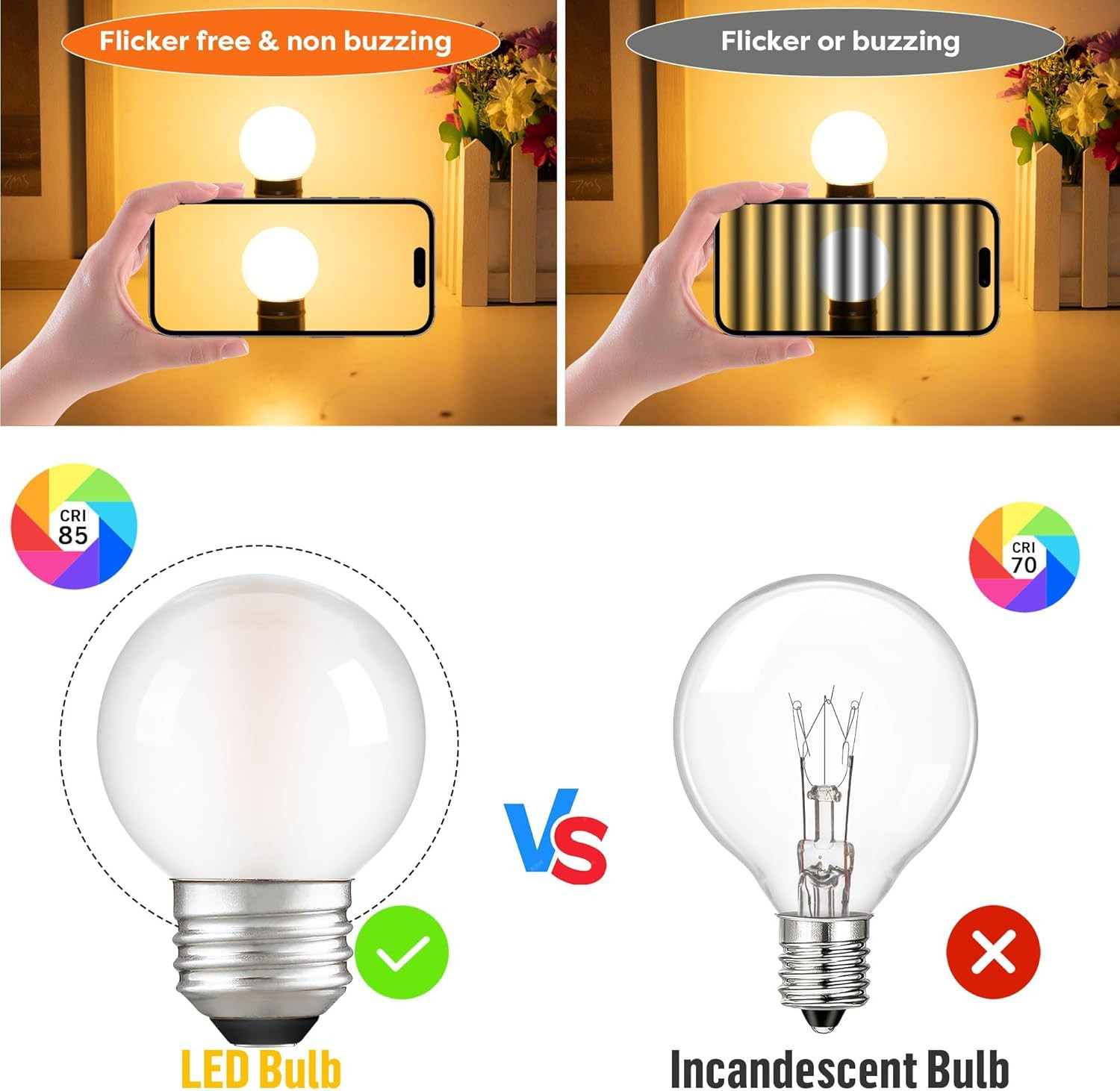 Dimmable E26 G16.5 LED Light Bulb 40W Equal 4W Frosted Globe Light Bulbs,Small r