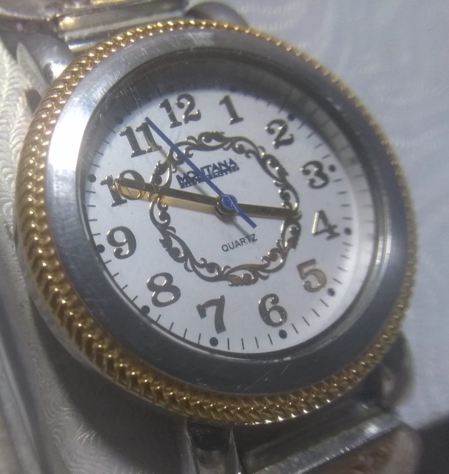 Reloj Montana Plateros Plata Oro Banda de Expansión Esfera Blanca Nuevo Murciélago Excelente Foto 4 de 4