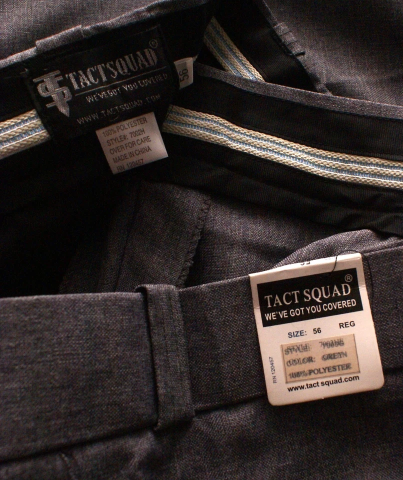 Tact Squad Polyester Expandable Waist 4-Pocket Uniform Pants Size 56X25, Gray - Image 3 of 3