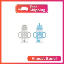 Dr. Brown's Milestones Wide-Neck Sippy Straw Bottle with 100 Silicone Handles a