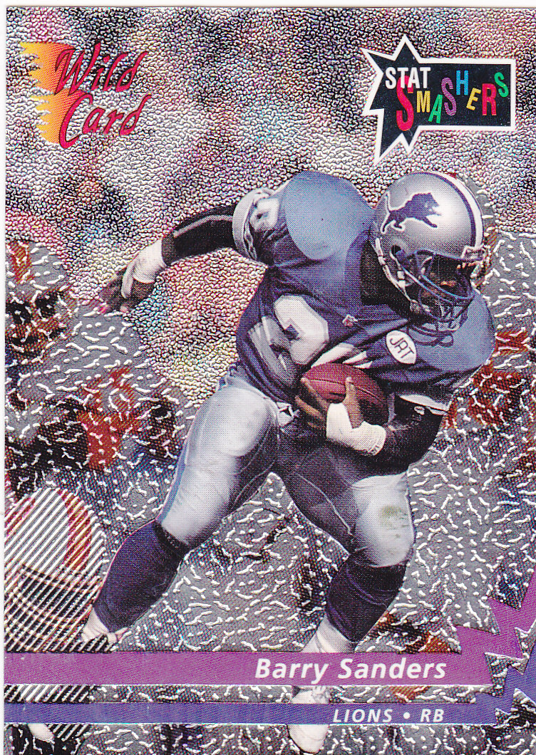 1992 BARRY SANDERS - Wildcard "Stat Smasher" Football Card - # P1 -Detroit  Lions