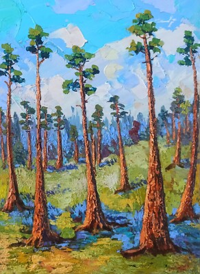 Sequoia Oil Painting ORIGINAL California National Park Art Oil Artwork 14x10in
